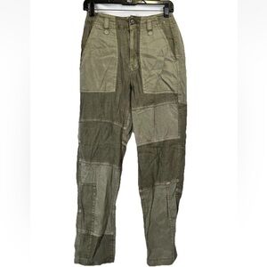American Eagle Women’s Sz 2S Patchwork Olive Green Pants Pockets High Waist‎